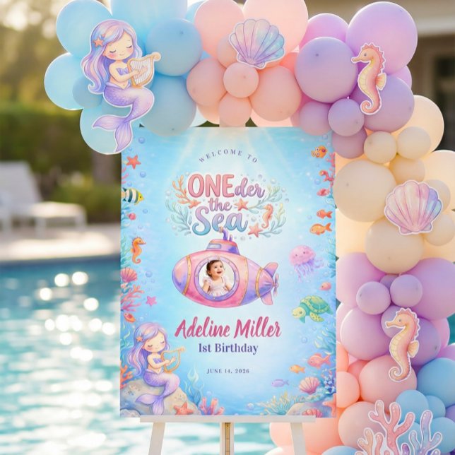 ONEder the Sea Girl First Birthday Photo Welcome Foam Board (Creator Uploaded)