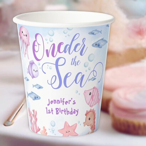 ONEder The Sea Girls 1st birthday Cute Ocean Paper Cups