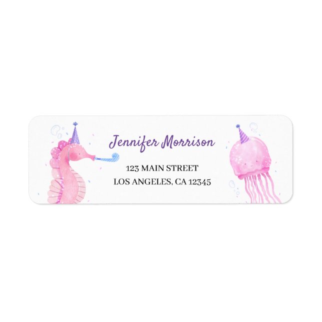 ONEder The Sea | Mermaid 1st Birthday Cute Ocean  Label (Front)