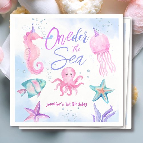 ONEder The Sea  Mermaid 1st birthday Cute Ocean  Napkins