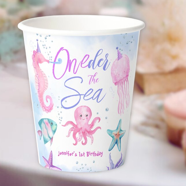 ONEder The Sea | Mermaid 1st birthday Cute Ocean Paper Cups (Creator Uploaded)