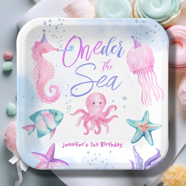 ONEder The Sea Mermaid 1st birthday Cute Ocean   Paper Plates (Creator Uploaded)