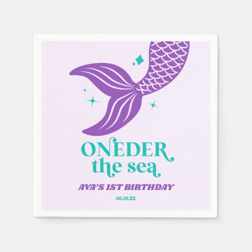 ONEder The Sea Mermaid 1st First Birthday Party Napkins