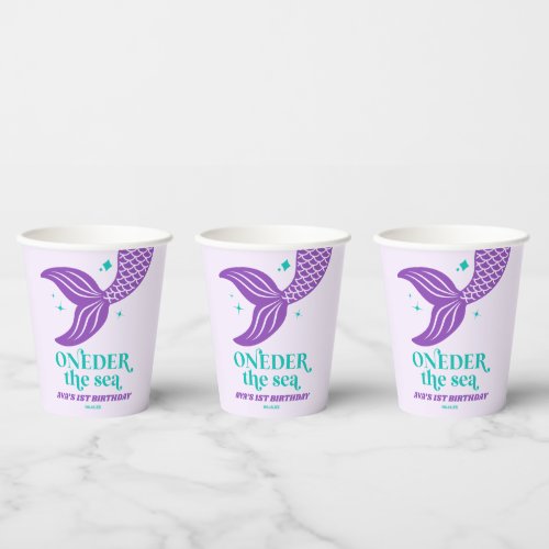 ONEder The Sea Mermaid 1st First Birthday Party Paper Cups
