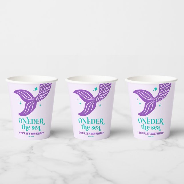 ONEder The Sea Mermaid 1st First Birthday Party Paper Cups (Multi)