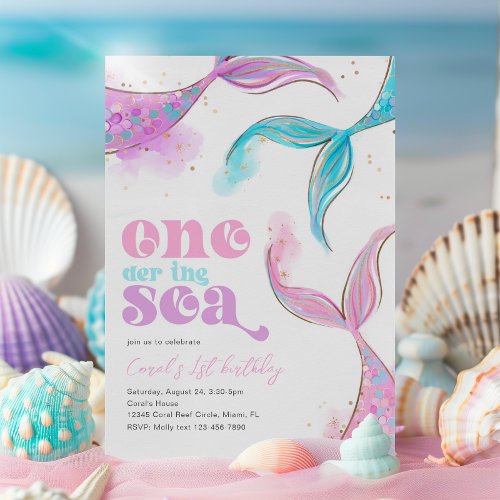 Oneder the Sea Mermaid Birthday Invitation