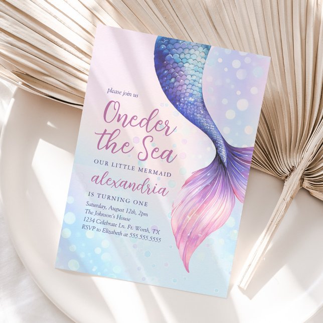 Oneder the Sea Mermaid First Birthday  Invitation (Creator Uploaded)