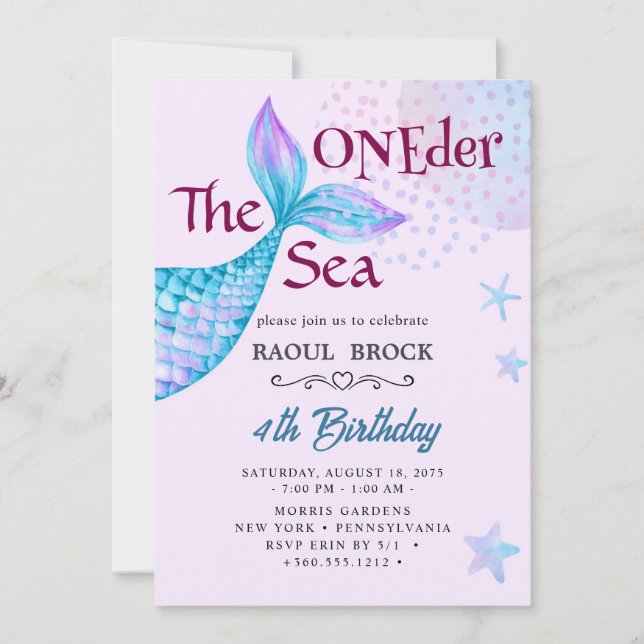 ONEder The Sea Mermaid Invitation (Front)