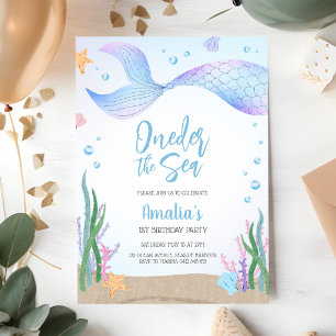 Oneder the Sea Mermaid Ocean Theme Girl Birthday Invitation