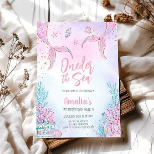 Oneder the Sea Mermaid Ocean Theme Girl Birthday Invitation