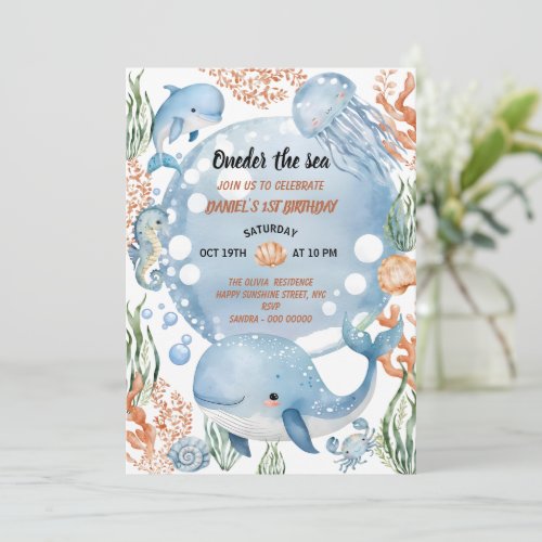 Oneder the Sea Mermaid Watercolor 1st Birthday