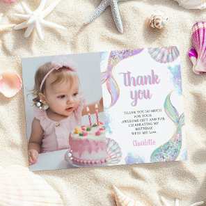 Oneder the Sea Mermiad Birthday Thank You Card