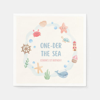 Oneder the Sea Nautical 1st Birthday Paper Napkins
