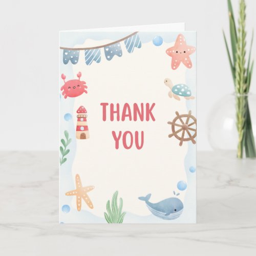 Oneder The Sea Nautical Thank You Card