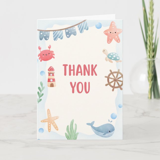 Oneder The Sea Nautical Thank You Card (Front)