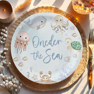 Oneder The Sea Ocean Animals 1st Birthday Paper Plates