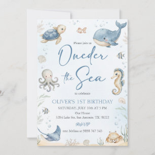 Oneder The Sea Ocean Animals Invitation