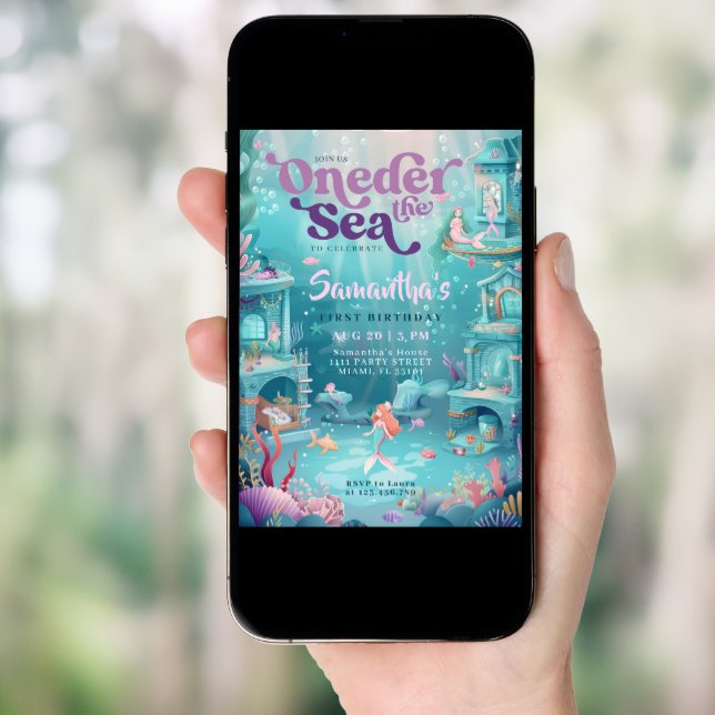 Oneder The Sea | One-Der The Sea Birthday Invitation (Front Digital)
