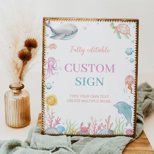 Oneder The Sea Pastel Birthday Custom Table Sign