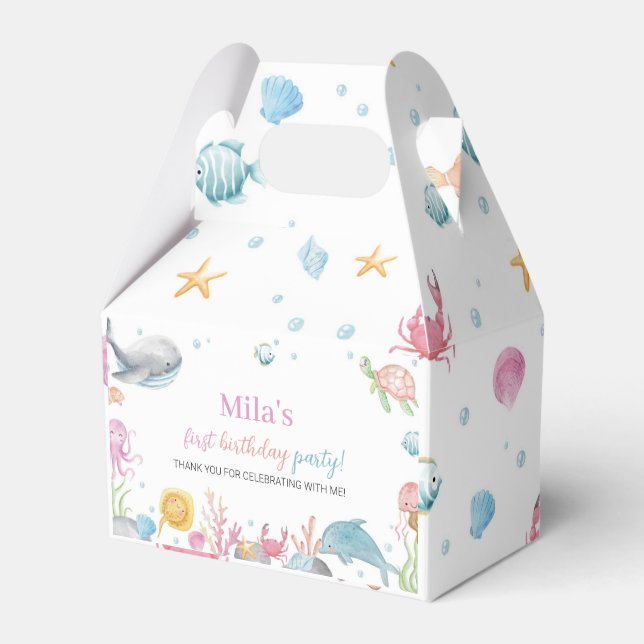 Oneder The Sea Pastel Birthday Favor Box  (Front Side)