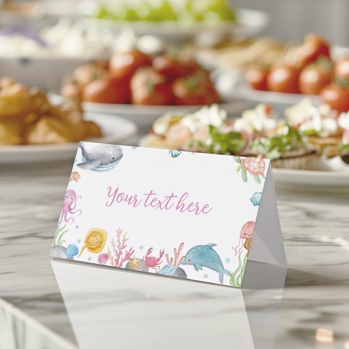 Oneder The Sea Pastel Birthday Food Place Card