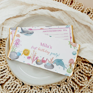 Oneder The Sea Pastel Birthday Hershey Bar Favors