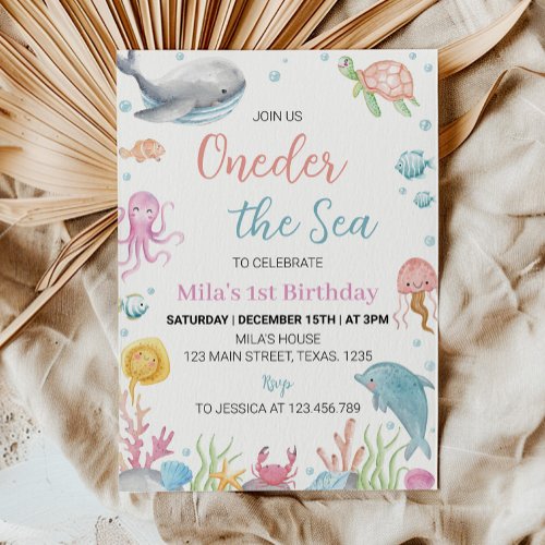 Oneder The Sea Pastel Birthday Invitation