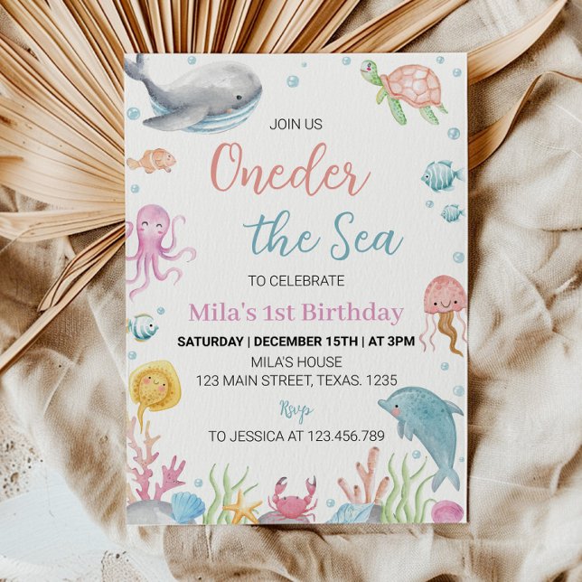 Oneder The Sea Pastel Birthday Invitation (Creator Uploaded)