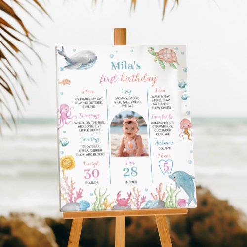 Oneder The Sea Pastel Birthday Milestone Sign