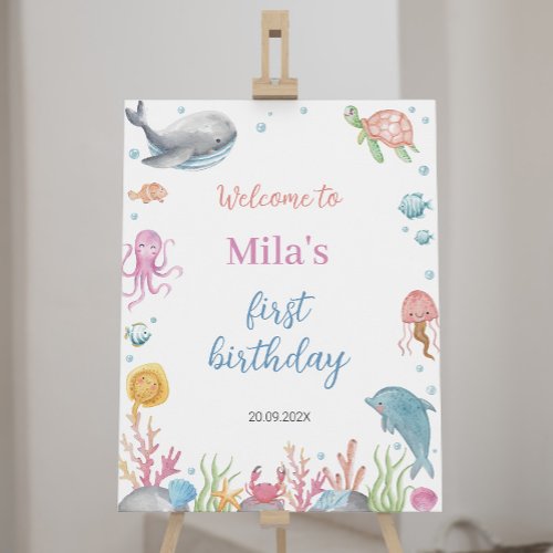 Oneder The Sea Pastel Welcome Sign Birthday Party