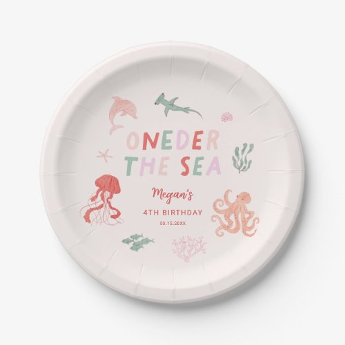 ONEder The Sea Pink Birthday Party Paper Plates