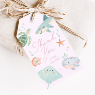 Oneder the Sea Pink Nautical Ocean Birthday Favor Gift Tags