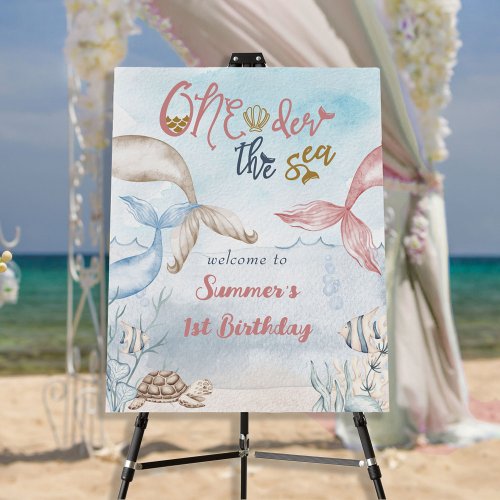 Oneder the Sea Watercolor Mermaid Party Welcome Foam Board