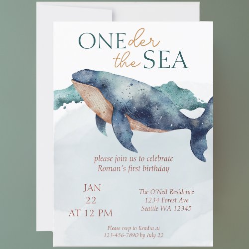 Oneder The Sea Whimsical Ocean Whale Invitation