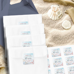 Onederful 1st Birthday Party Mermaid Thank You Square Sticker