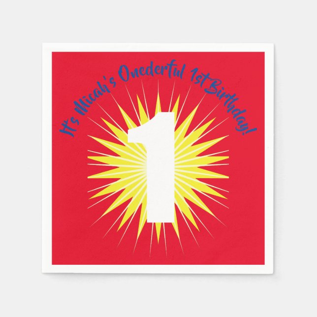 Onederful 1st Birthday Party Napkins (Front)