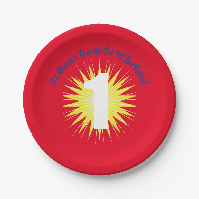 Onederful 1st Birthday Party Paper Plates (Front)