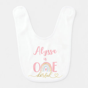 Onederful 1st Birthday Party Pastel Rainbow Baby Bib