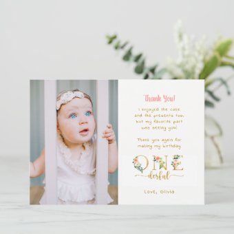 Onederful 1st Birthday Photo Thank You Cards | Zazzle