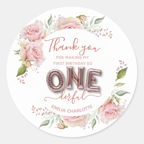  Onederful 1st Birthday Thank you Classic Round Sticker