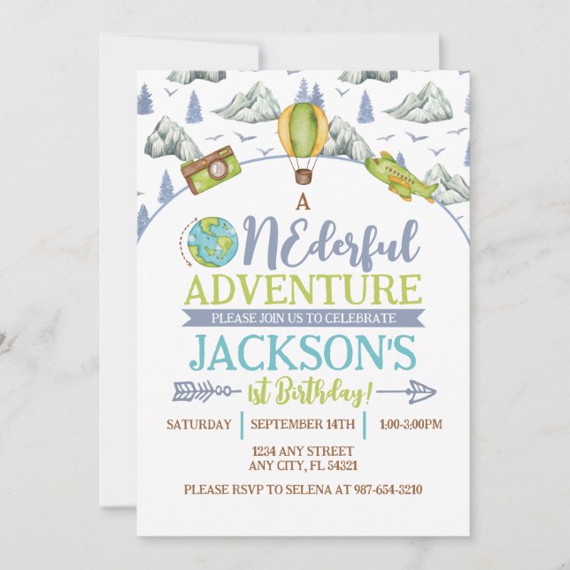 Onederful Adventure 1st Birthday Invitation (Front)