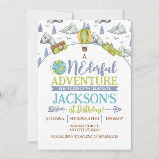Onederful Adventure 1st Birthday Invitation