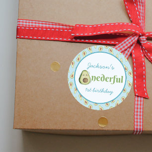 Onederful Avocado 1st Birthday Party Photo Classic Round Sticker