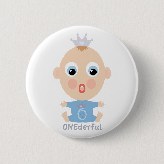 ONEderful BABY Face - blue Button (Front)
