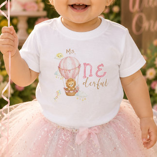 Onederful Balloon First Birthday Baby Girl T-Shirt