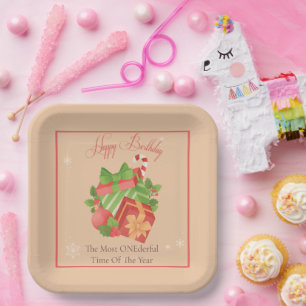 ONEderful Christmas Birthday Party Paper Plates