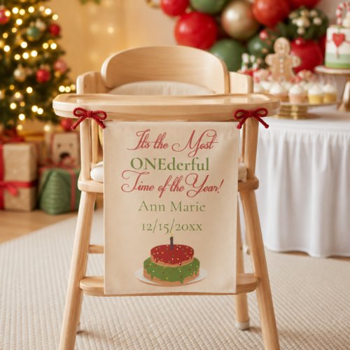 ONEderful Christmas First Birthday High Chair Flag