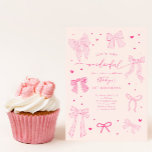 ONEderful Coquette Bow Pink Birthday Party Invitation<br><div class="desc">Cute and coquette 1st birthday party invitation card featuring illustration of pink bows and hearts.  The text says "isn't she ONEderful."</div>