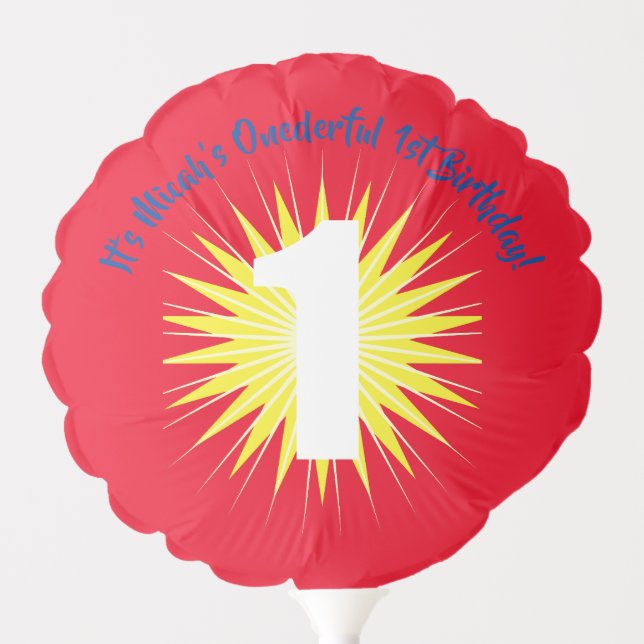 Onederful Cute Colorful 1st Birthday Party Balloon (Front)