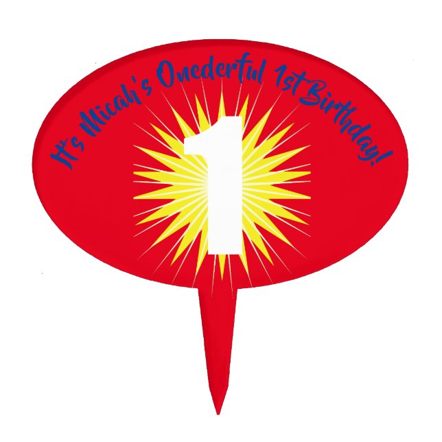 Onederful Cute Super Hero 1st Birthday Party Theme Cake Topper (Front)